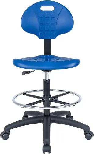 Vista 8 de Taburete ergonómico resistente de dibujo negro, fácil de limpiar, más grande (20") Adj. reposapiés y base (26") en el mercado. Rango Seat Ht
