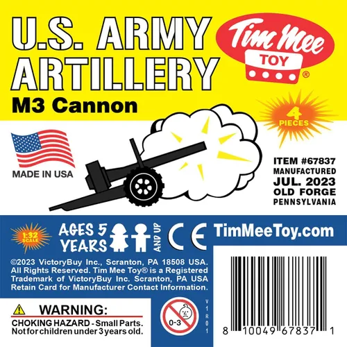 Vista 5 de Tim Mee Toy TimMee M3 Artillery - Juego de cañón de plástico negro de 4 piezas para hombre, fabricado en Estados Unidos