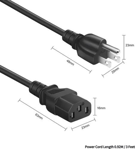 Vista 5 de Cable de alimentación de repuesto de 3 pies para olla a presión eléctrica de olla instantánea, freidora de aire, olla arrocera, olla rápida