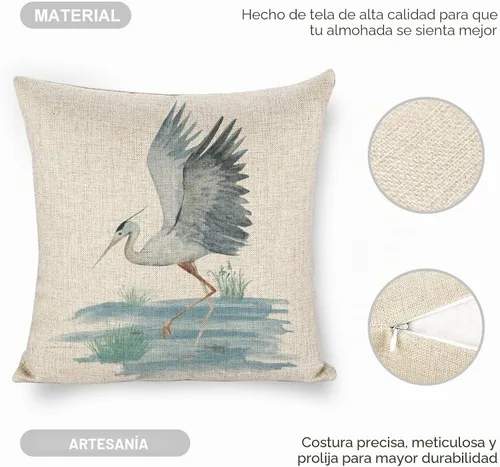 Vista 6 de Fundas de Almohada de Lino con Estampado de Bailarinas Azules en Costa 18x18 para Sofá, Almohada Decorativa para Sofá, Exterior