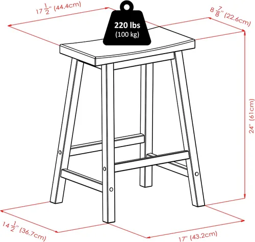 Vista 2 de Winsome Satori - Taburete de mostrador con asiento de sillín para cocina, 24 pulgadas, nogal