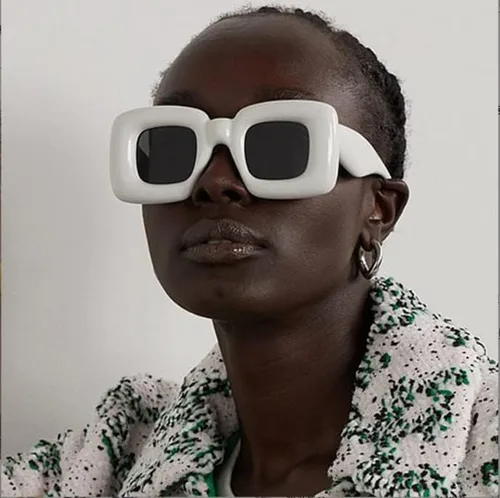Vista 3 de Lindas gafas de sol cuadradas infladas para mujeres y hombres, gafas gruesas de color caramelo Y2K Hip Hop Punk Shades