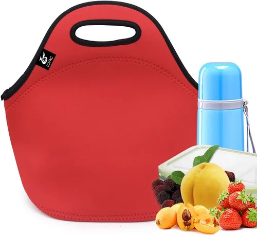 Vista 10 de LOVAC Lonchera de neopreno para hombres, bolsa de almuerzo aislada, duradera e impermeable, reutilizable, suave y ligera (negro)