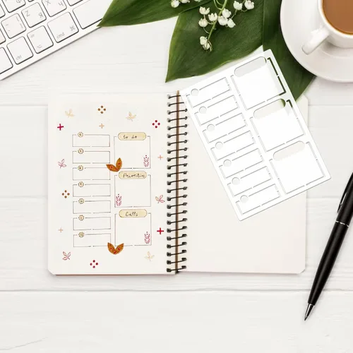 Vista 3 de 16 plantillas de diario para suministros de diarios con puntos, plantillas de Happy Planner para manualidades, plantillas de dibujo para diarios