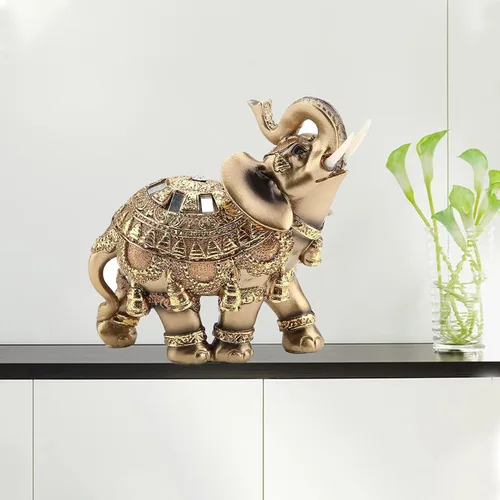 Vista 2 de Yitengteng Elegante escultura de elefante de la suerte de Feng Shui de resina, figuras de elefante para decoración del hogar, regalos