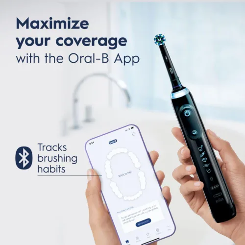 Vista 4 de Oral-B Genius X Limited, cepillo de dientes eléctrico recargable con inteligencia artificial, 1 cabezal de cepillo de repuesto, 1 estuche de viaje