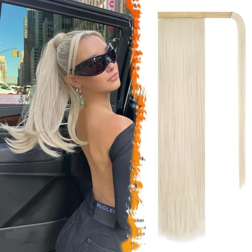 Vista 81 de BARSDAR Extensión de Cola de Caballo Corta y Recta - Extensiones de Cabello de Cola de Caballo con Cordón de 14 Pulgadas en Negro para Mujeres