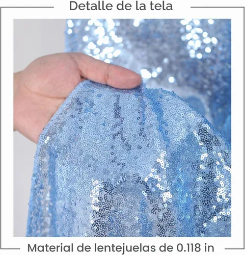 Vista 7 de Mantel brillante de 48.0 x 79.9 in, con lentejuelas doradas, para decoración de mesa de Halloween Azul bebé