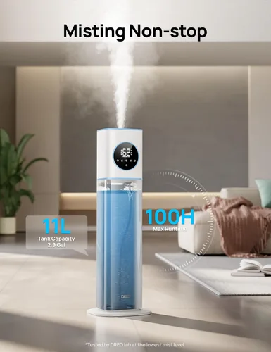 Vista 3 de DREO HM735S - Humidificador inteligente de 11 L, habitación grande, 700 pies cuadrados, humidificadores de aire de niebla fría 100H para dormitorio