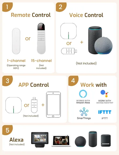 Vista 9 de Grandekor Persianas motorizadas sin taladro, sin herramientas, con control