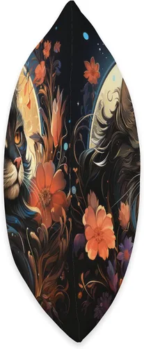 Vista 2 de Black Cat Staring Full Moon Flowers Shop Black Cat Staring - Almohada de luna llena con estrellas celestiales, 16 x 16 pulgadas, multicolor