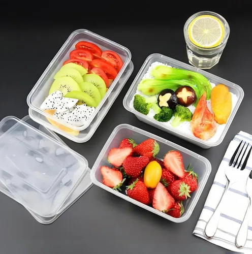 Vista 6 de Tosnail Paquete de 50 recipientes de plástico para almacenamiento de alimentos de 25 onzas con tapas, recipientes para preparación de comidas