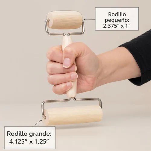 Vista 2 de Mrs. Anderson's Baking Rodillo de masa doble, incluye cilindros de 4.125 y 2.375 pulgadas de ancho, madera de caucho