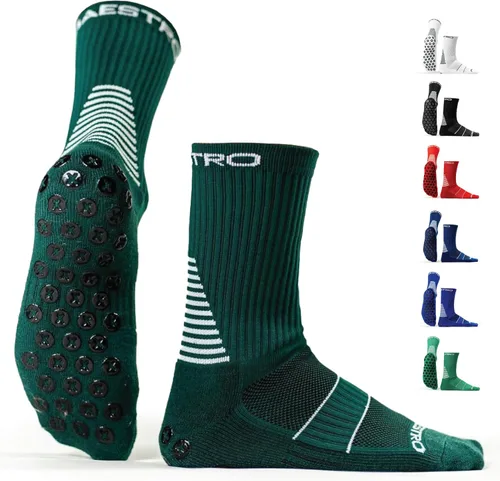 Vista 20 de Maestro - Calcetines de agarre de fútbol para hombres y mujeres con almohadillas antideslizantes, ideales para fútbol, baloncesto y deportes