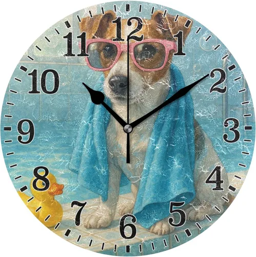 Vista 26 de JUNZAN Reloj de bañera con vino romántico espumoso y velas, reloj de pared silencioso de 10 pulgadas, pequeño reloj redondo, decoración de cocina