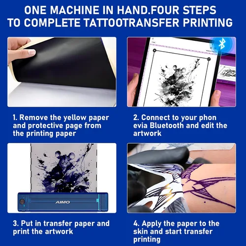 Vista 6 de Máquina AIMO+papel (con papel de transferencia de tatuaje de 100 pies)