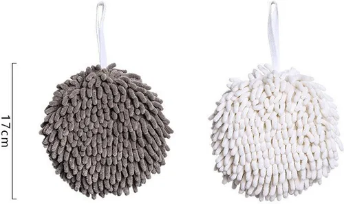 Vista 7 de Paquete de 2 toallas de mano de chenilla mullidas, toallas de baño de mano decorativas de microfibra para baño y cocina, toallas de bola suaves