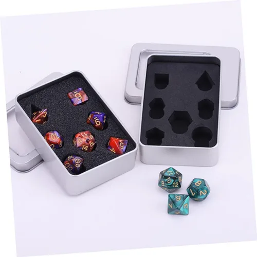 Vista 8 de TOYANDONA Caja de almacenamiento de dados de 8 piezas, mini contenedores con tapa, caja de dados de metal, soportes de metal, caja organizadora