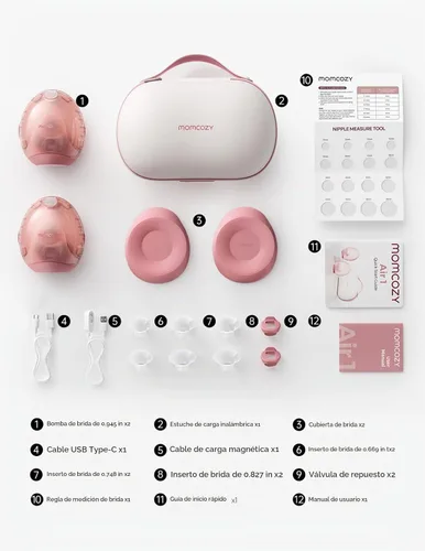 Vista 9 de Momcozy Extractor de leche portátil BP334 Air 1, 2 unidades rojo