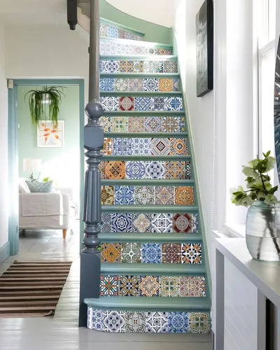 Vista 28 de FLFK Calcomanías para escaleras - Adhesivos para escaleras, Calcomanías autoadhesivas para escalones de Sunrise Coast, para decoración del hogar