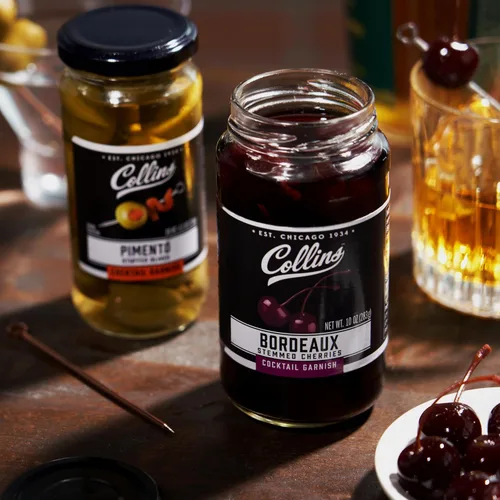 Vista 8 de Collins Aceitunas rellenas de pimiento - Aceitunas de cóctel gourmet - Aceitunas de reina españolas con pimienta de pimiento, cóctel de Martini