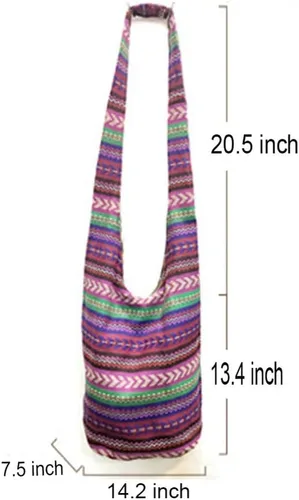 Vista 5 de KARRESLY - Bolso bandolera de algodón bohemio, estilo hippie, hecho a mano Bohemian, Cotton, Hippie, Handmade, Messenger