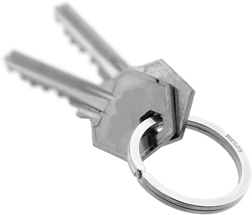 Vista 2 de Llavero de plata de ley con anillo dividido de 1.299 in (1 1/4 pulgadas), plateado