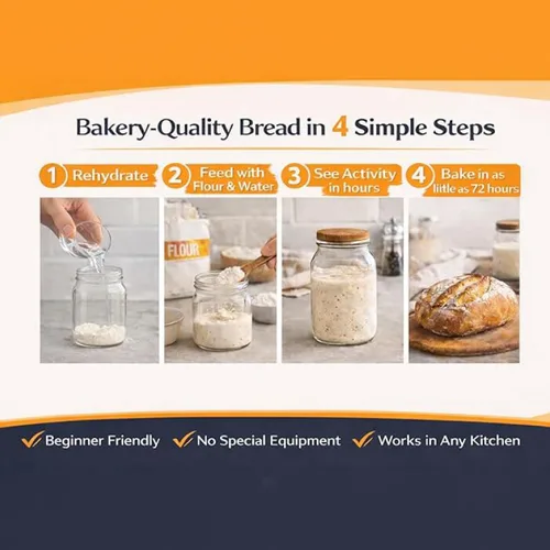Vista 3 de Cultures for Health Rapid Sourdough Starter - Hornea pan de masa madre artesanal en 72 horas - Cultura viva deshidratada para pan casero, masa
