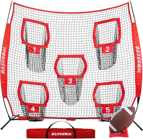 Vista 11 de BaseGoal Redes de Fútbol Americano para Lanzamiento, Objetivo de Fútbol Americano, Equipo de Entrenamiento de Quarterback con 5 Bolsillos Objetivo