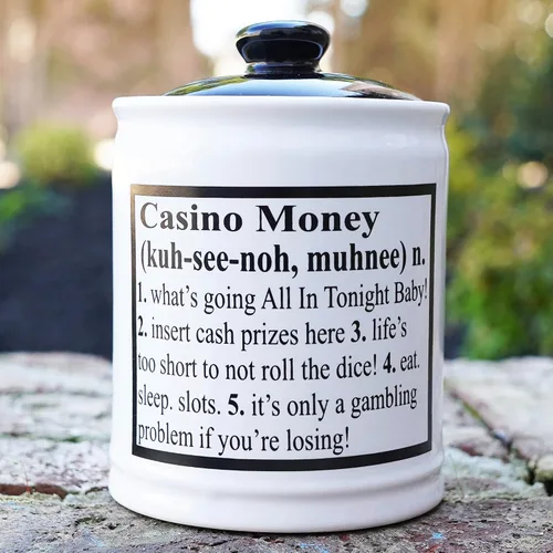 Vista 7 de Tarro de dinero de casino, Alcancía de casino, Slots Casino Decoraciones de fiesta, Plato de caramelo de jugadores, Juegos de casino Regalos de mesa
