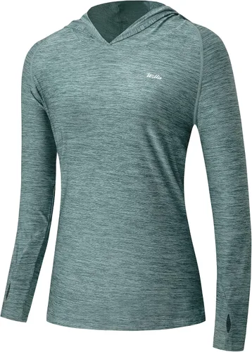 Vista 14 de Willit - Sudadera con capucha y protección solar FPU 50+ para mujer, camiseta de manga larga con FPS, ligera, para exteriores, senderismo, pesca