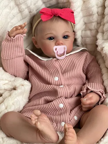 Vista 7 de Angelbaby Linda muñeca Reborn de la vida real, muñeca de silicona realista de 19 pulgadas, cuerpo de tela suave con peso, Bebe Reborn realista hecho