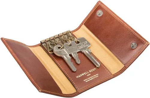 Vista 6 de Maxwell Scott Personalized Luxury Leather Key Case Wallet The Lapo Handcrafted In Italy