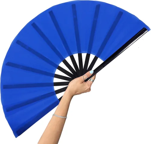 Vista 24 de Abanicos de mano plegables con bandera americana - Abanico grande de 13 pulgadas para rave, abanico que hace ruido y chasquea para baile de línea al