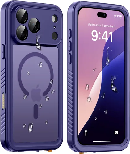 Vista 35 de ANTSHARE Funda impermeable IP68 para iPhone 16, negro/transparente Lente incorporada/protector de pantalla, protección militar contra caídas, funda