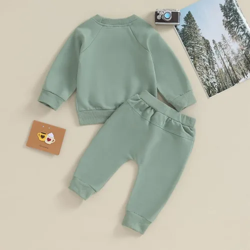 Vista 3 de AEEMCEM Conjunto de sudadera con cuello redondo y pantalones deportivos para bebé niño y niña