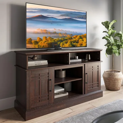 Vista 2 de BELLEZE Moderno Soporte de TV de Madera Estilo Granja de 48" y Centro de Entretenimiento Multimedia Mesa Consola para TVs hasta 50 Pulgadas