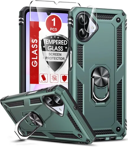 Vista 348 de LeYi Funda para Samsung Galaxy A05 (no compatible con A05S) con protector de pantalla y protector de lente de cámara, funda resistente de grado Negro
