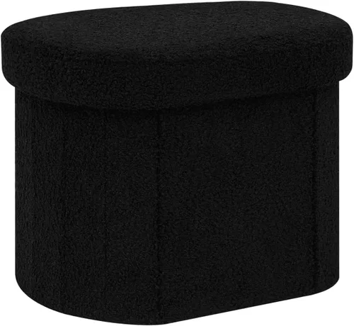 Vista 11 de B FSOBEIIALEO Otomana de Almacenamiento para Dormitorio, Reposapiés Otomano Plegable de Almacenamiento Boucle, Cubo Otomano Plegable Pequeño de Beige