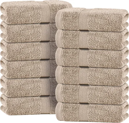 Vista 25 de Toallas de mano blancas clásicas para baño [paquete de 12] Toallas de mano de algodón a granel para gimnasio, cocina y spa, 16x27 pulgadas, toallas