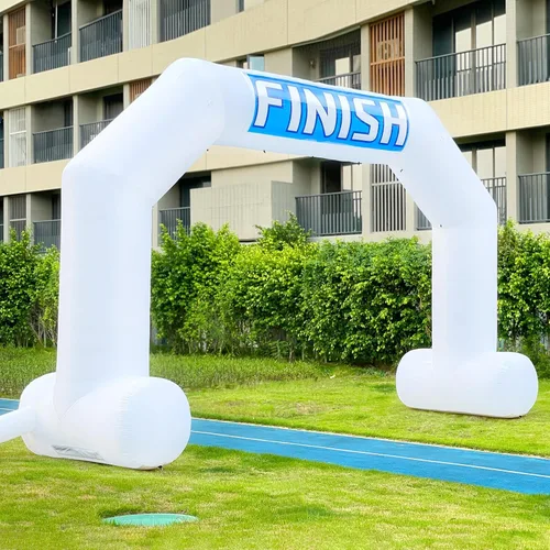 Vista 18 de Arco inflable de 20 pies de línea de acabado verde con potente soplador, arco inflable hexagonal al aire libre para carreras de 5 K, fiesta