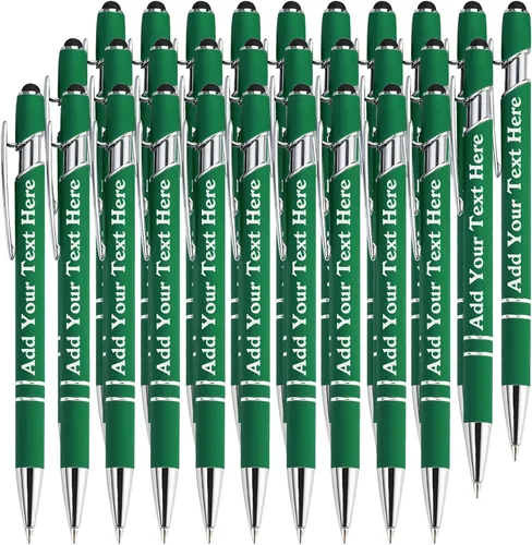 Vista 47 de Bolígrafos personalizados a granel grabados personalizados con punta de lápiz capacitivo, bolígrafos personalizados de tinta negra, regalos