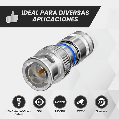 Vista 2 de THE CIMPLE CO - Conector de compresión BNC para cable coaxial RG6 - Conectores RG6 BNC macho para cámaras de seguridad, CCTV, SDI, HD-SDI - Extremos