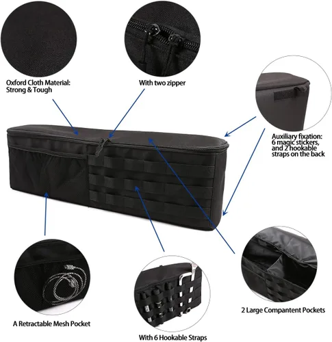 Vista 3 de Organizador de maletero de automóvil compatible con Toyota FJ Cruiser 2007-2021, organizador de almacenamiento trasero multicompartimento, bolsa