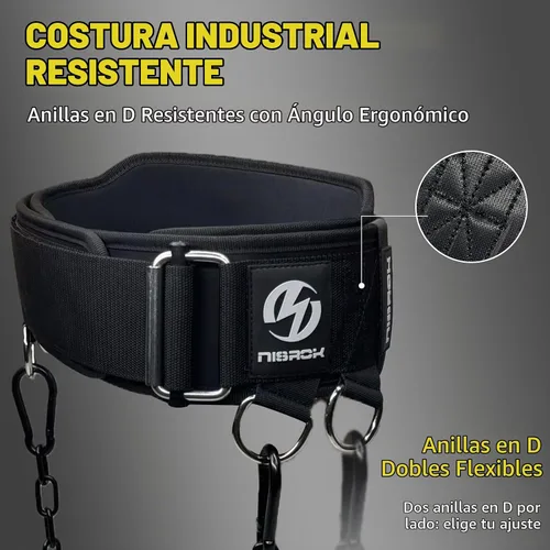 Vista 6 de Cinturón de levantamiento de pesas 2 en 1 y cinturón de inmersión con cadena de acero de 41 pulgadas, diseño de doble capa, cinturón de gimnasio