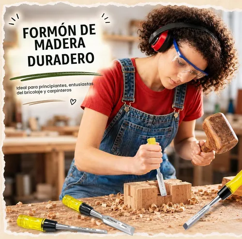 Vista 2 de JETMORE Cincel de madera, 4 piezas CR-V cuchillas de acero cincel de madera