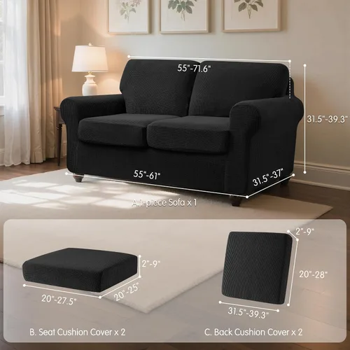 Vista 3 de SUBRTEX Juego de 5 fundas elásticas para sofá, fundas de cojín para respaldo, colección de protectores de muebles, para sofá de gran