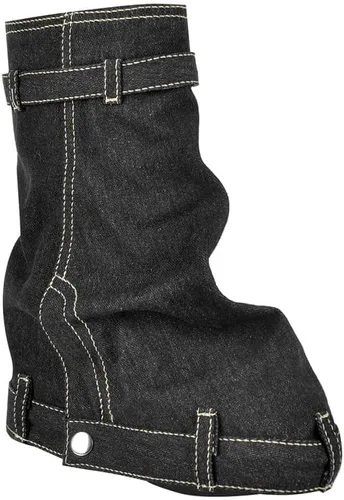Vista 4 de Botas de mezclilla para mujer, con candado, plegables, hasta la rodilla, con cremallera, botas de mezclilla altas