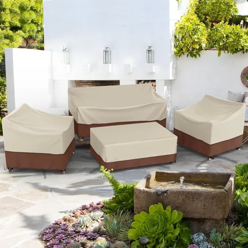 Vista 6 de Gasadar Funda Impermeable para Muebles de Exterior, Fundas de Juego de Muebles de Patio para Sofá Biplaza, Silla y Mesa de Centro, 600D Resistente