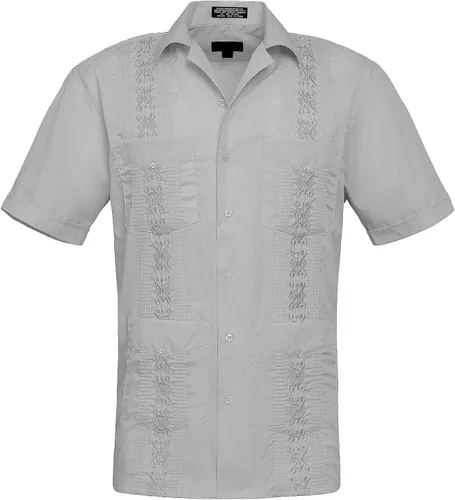 Vista 4 de Camisa cubana plisada ligera y bordada Guayabera para hombre
